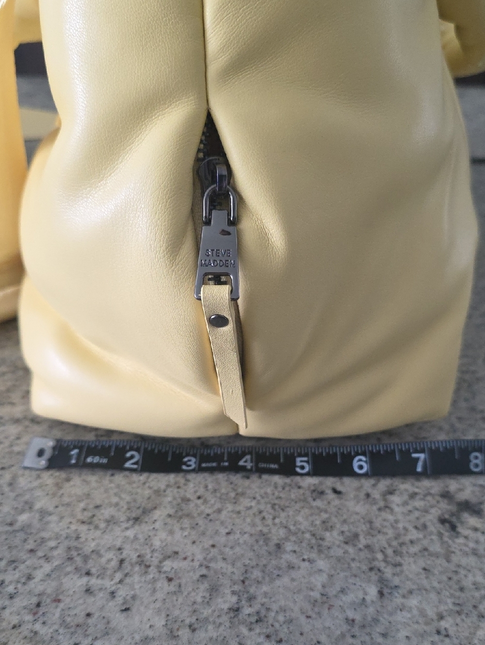 Steve Madden Butter Yellow Puffer Crossbody Bag with Embossed SM - Picture 7 of 9